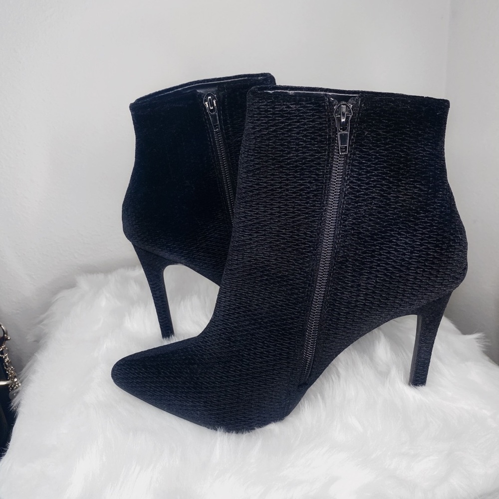 SO ME | Black Suede Textured Ankle Booties